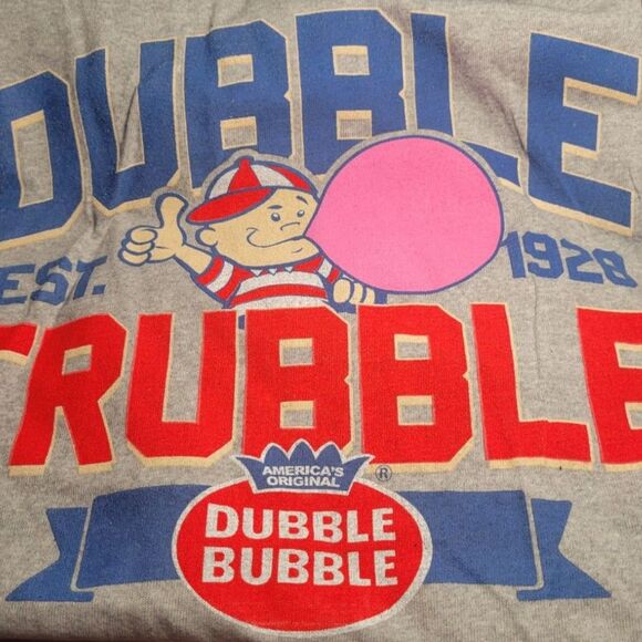 NWT Size Large (L) Dubble Bubble Gum Trubble Graphic T-Shirt Vintage Style -Gray - Picture 2 of 4